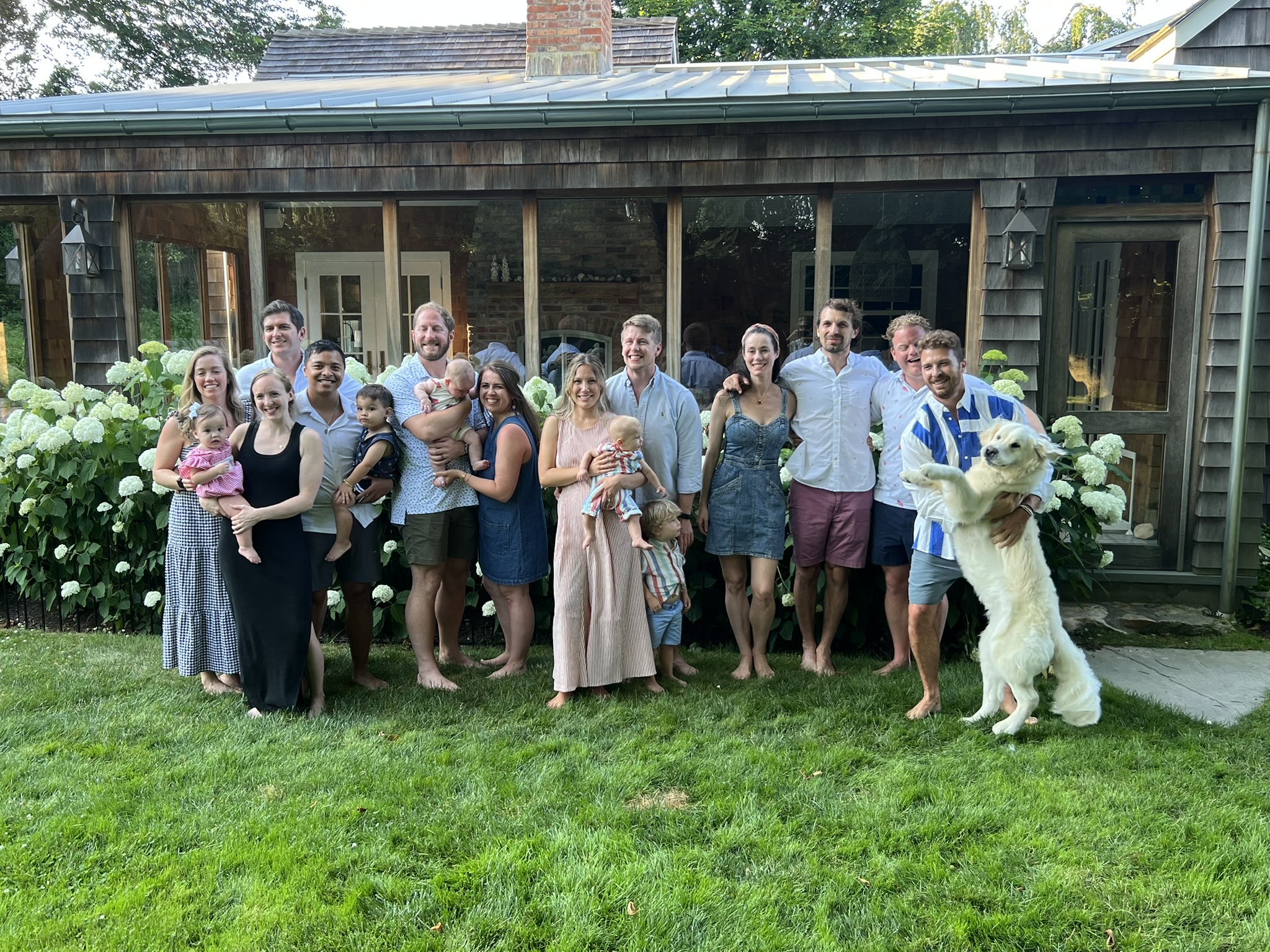The extended family gathered at the Long Island house