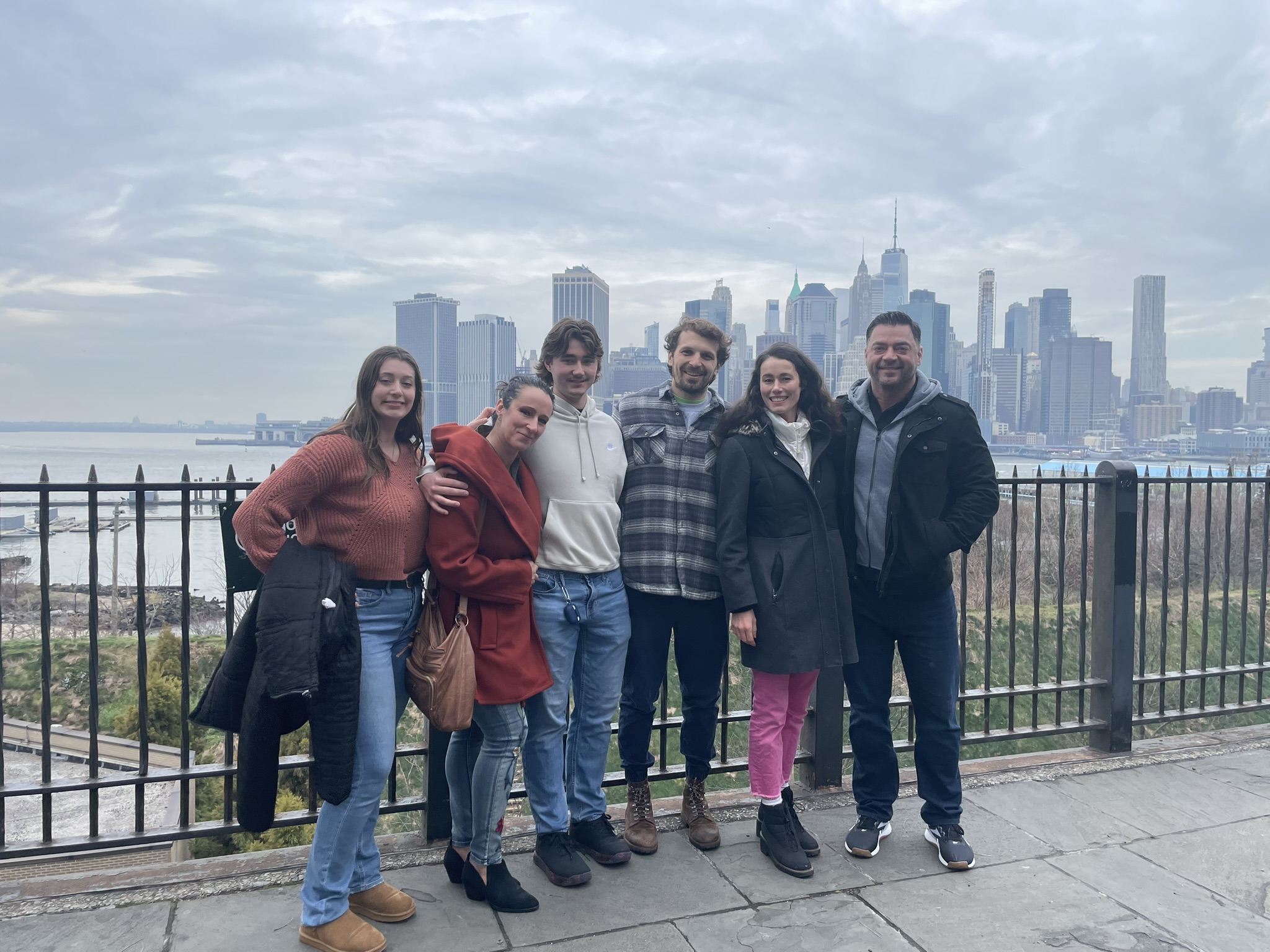 Sherah's family from Virginia with the Manhattan skyline behind them